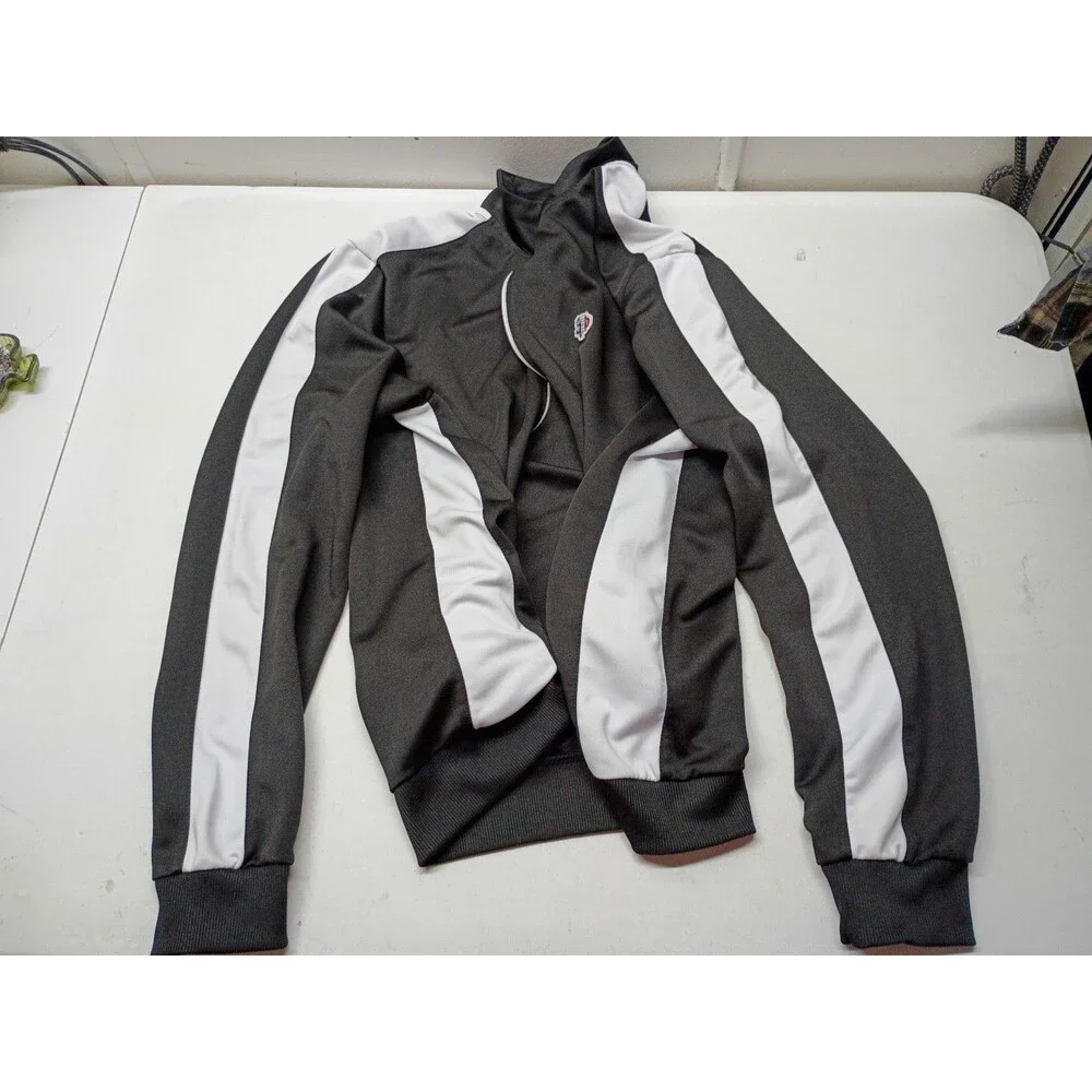Y2K Southpole Activewear Jacket Men's Sz L Black/White Stripped Zip Front Sports